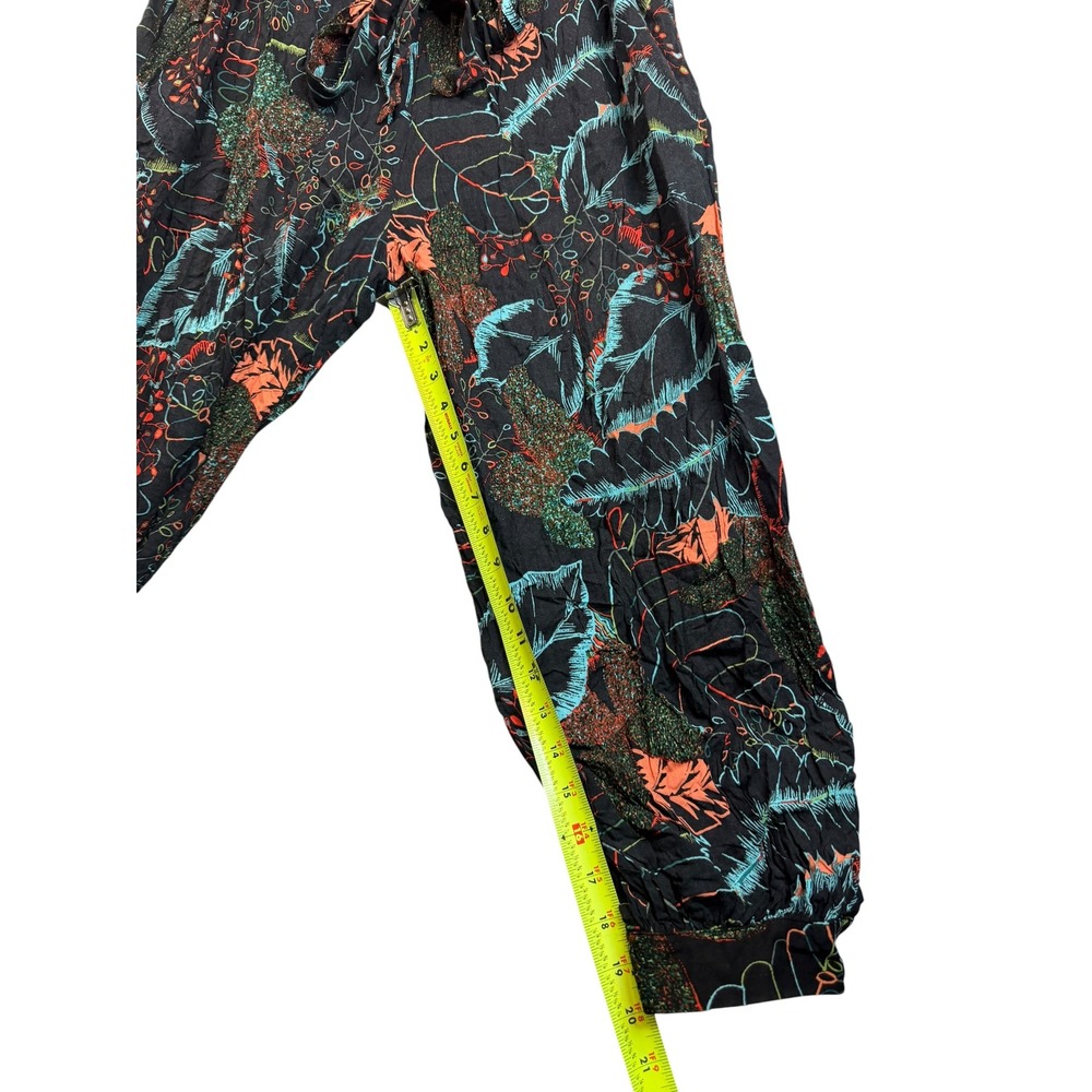 Anthropologie Maeve Tropical Botanical Print Jumpsuit Black Teal Orange Small - Picture 3 of 5